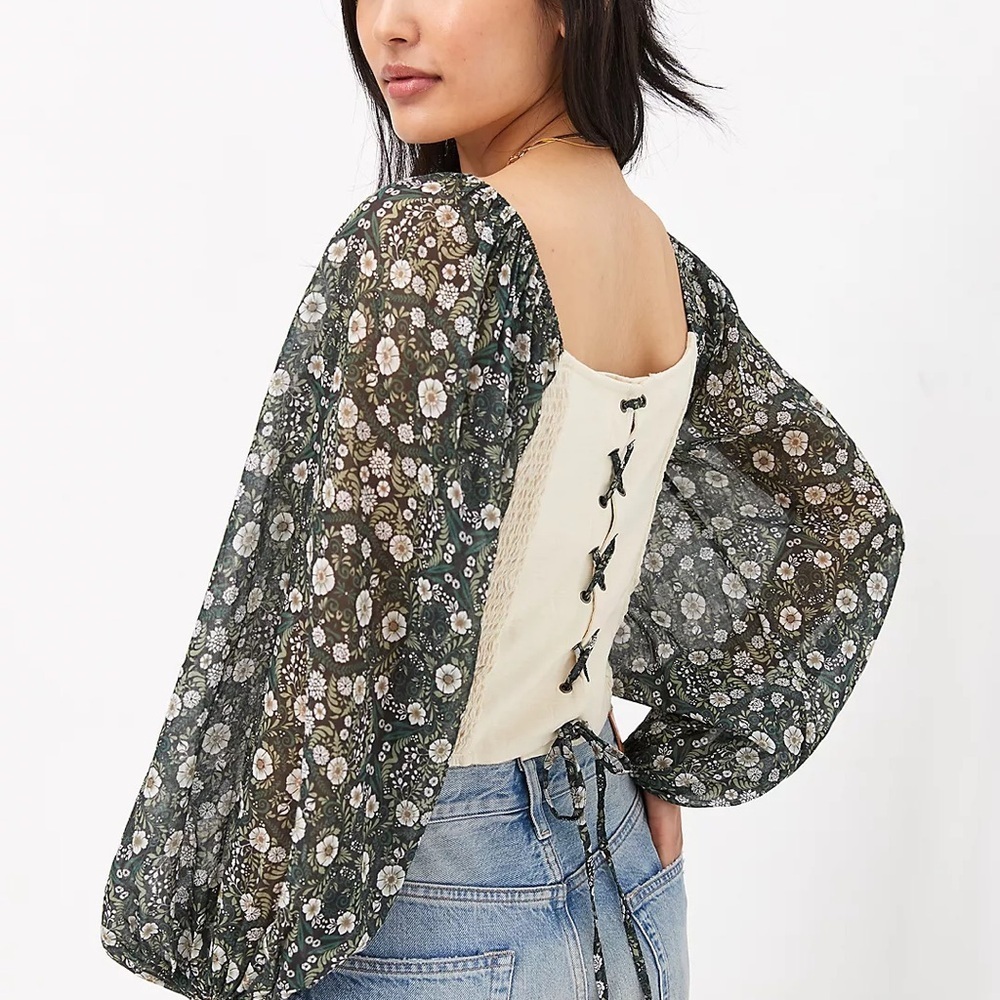 Anthropologie Smocked Balloon Sleeve Top Size large - Picture 6 of 6
